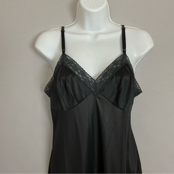 Vintage Black Full Slip Lace Size Medium Vanity Fair Lingerie Adjustable Straps‎ - Picture 4 of 12